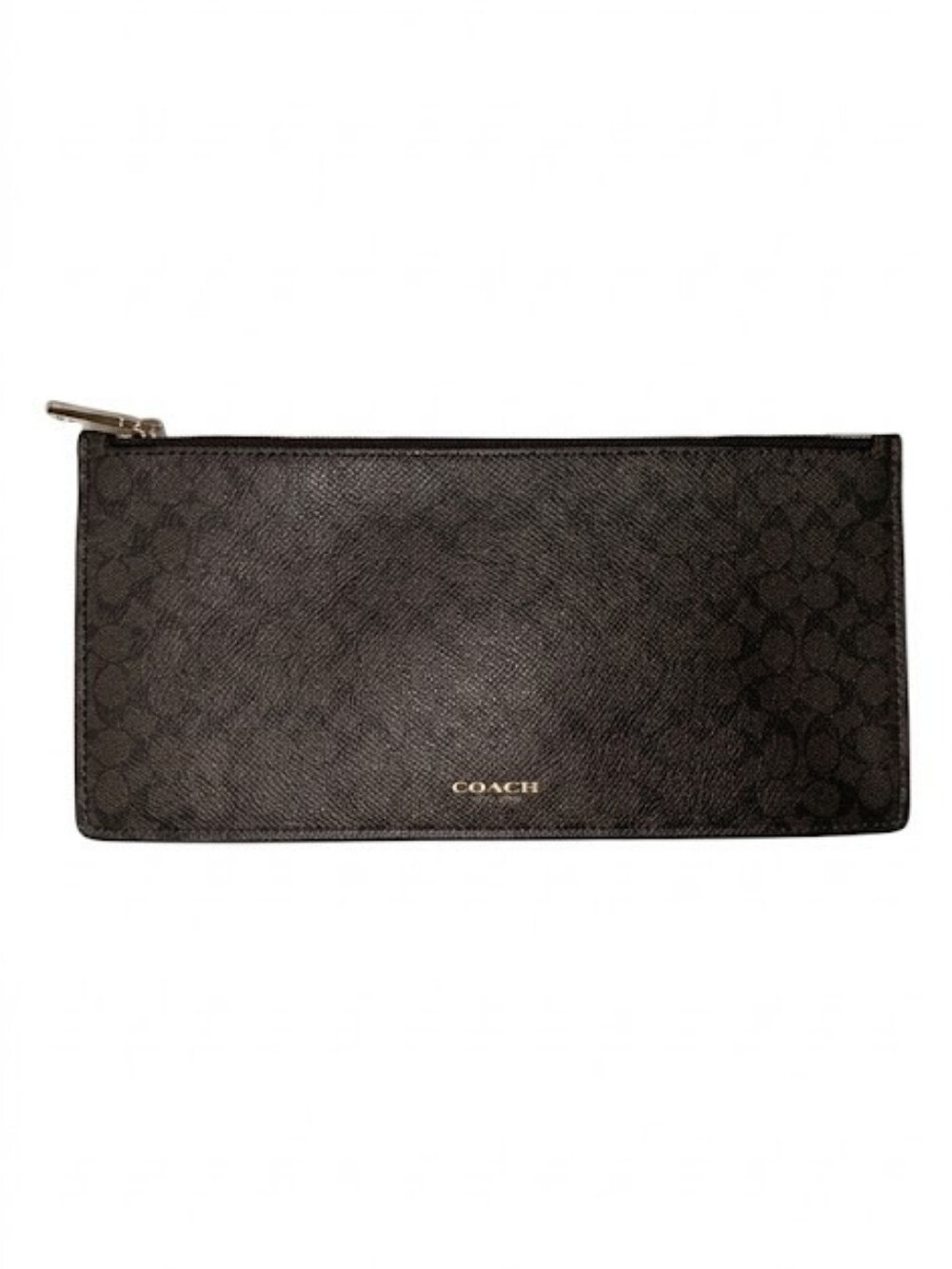 Coach Brown Monogram Canvas Slim Zip Pouch EUC